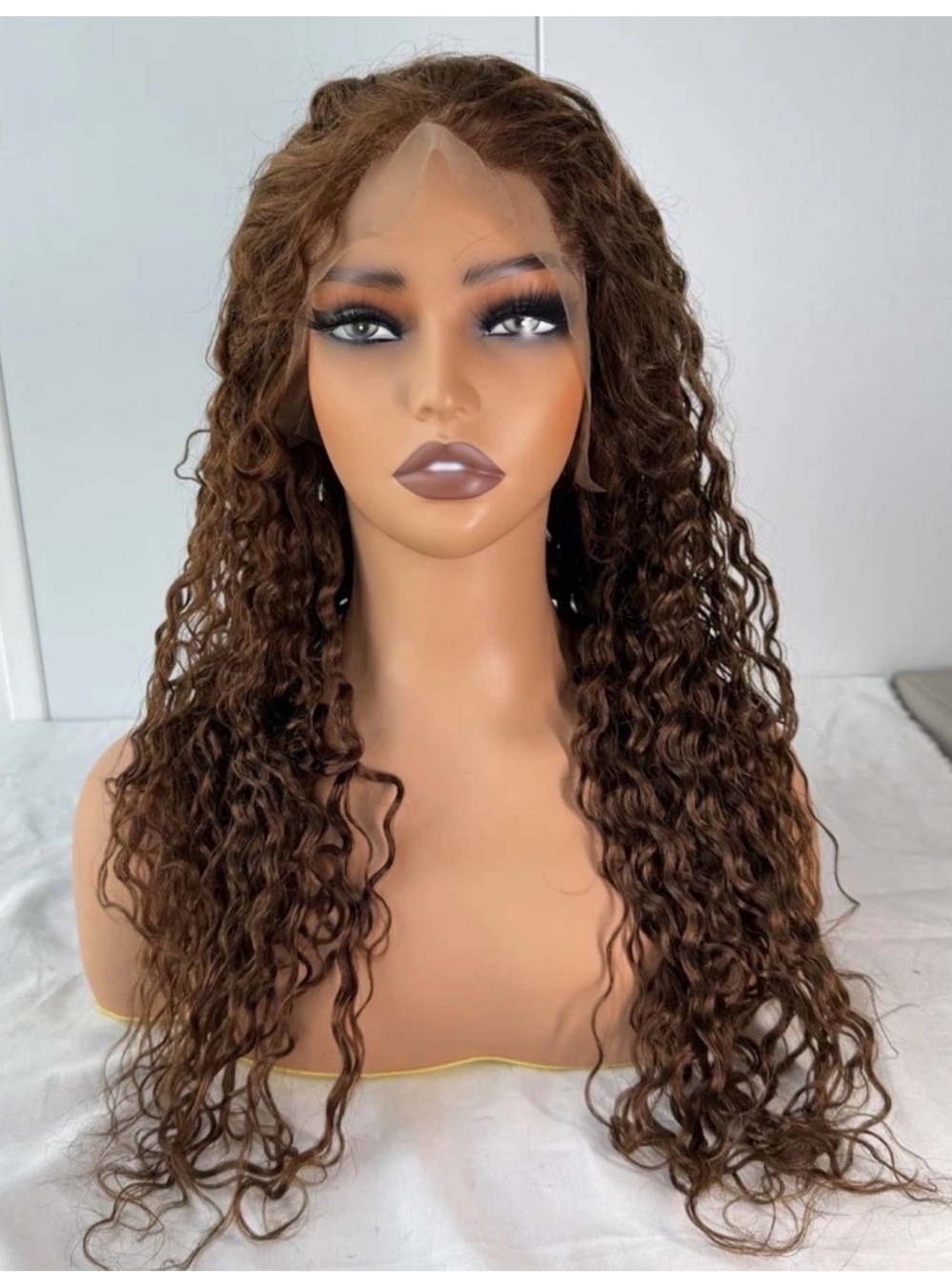 Human hair full lace curly wig. Color #4